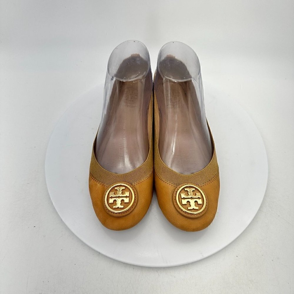 Tory Burch Caroline Women Size 5M Mustard Patent Leather Ballet Flat Shoes - Picture 3 of 14